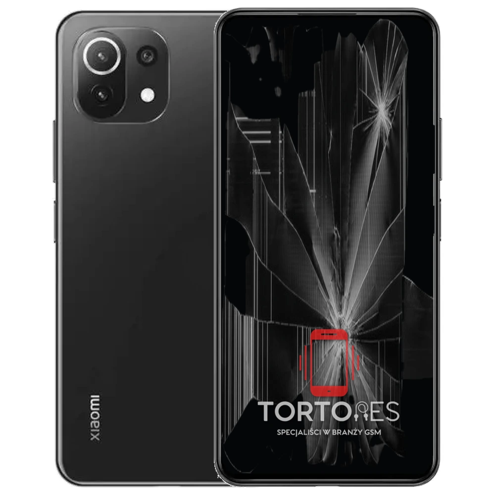 Xiaomi Mi 11 Lite 5G z ilustracją pękniętego wyświetlacza - wymiana zbitego wyświetlacza