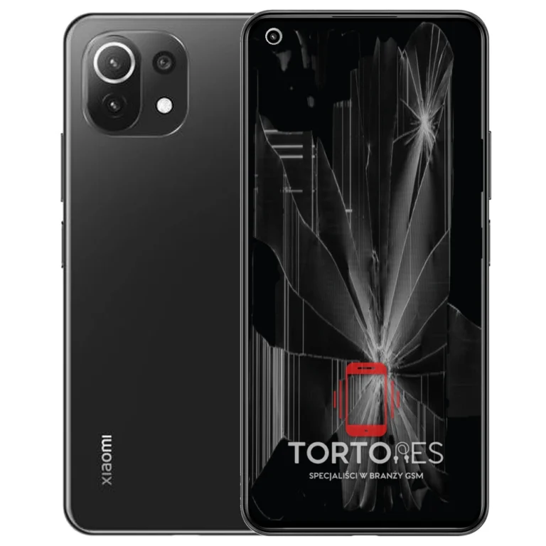 Xiaomi Mi 11 Lite z ilustracją pękniętego wyświetlacza - wymiana zbitego wyświetlacza