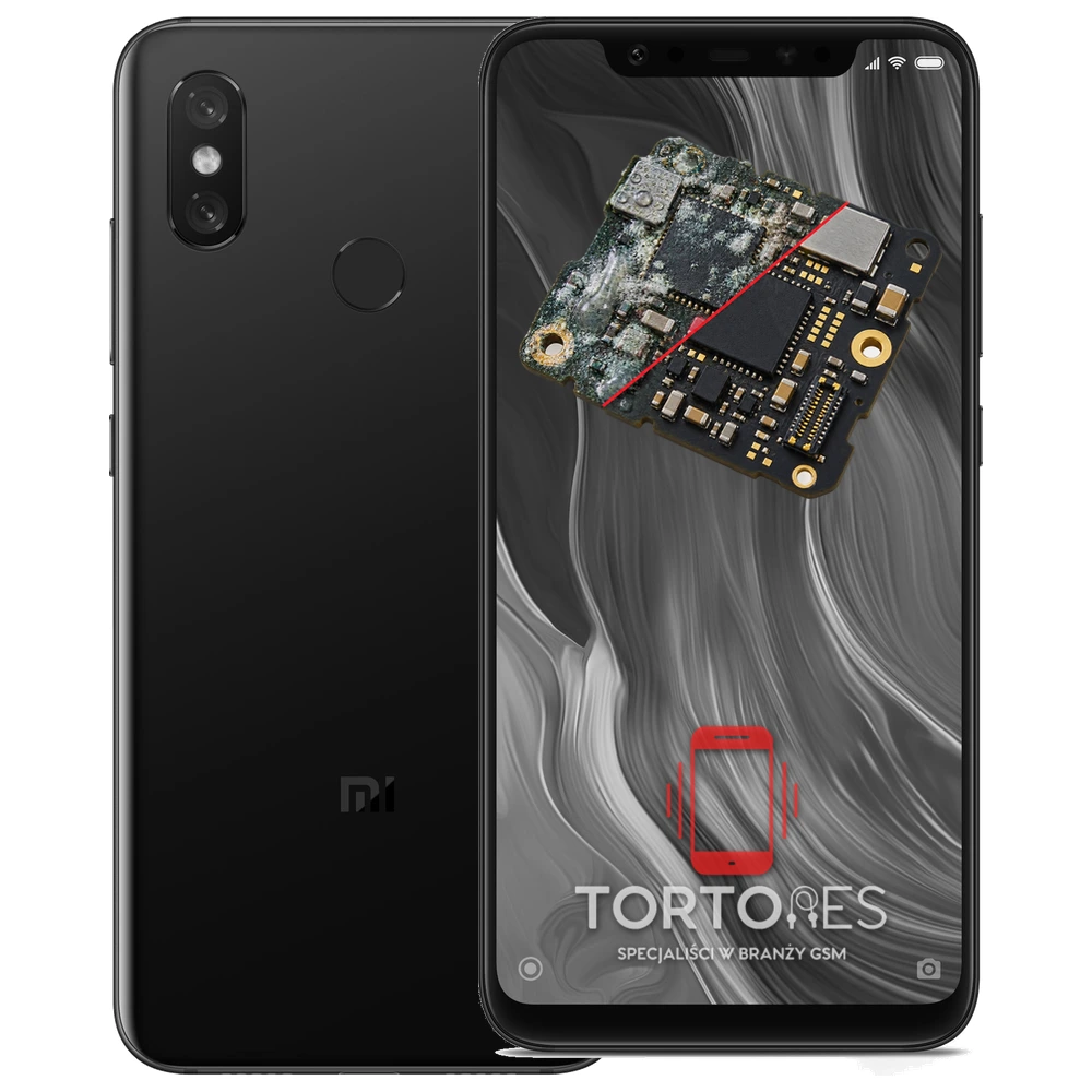 Xiaomi Mi 8 z ilustracją zalania - czyszczenie po zalaniu