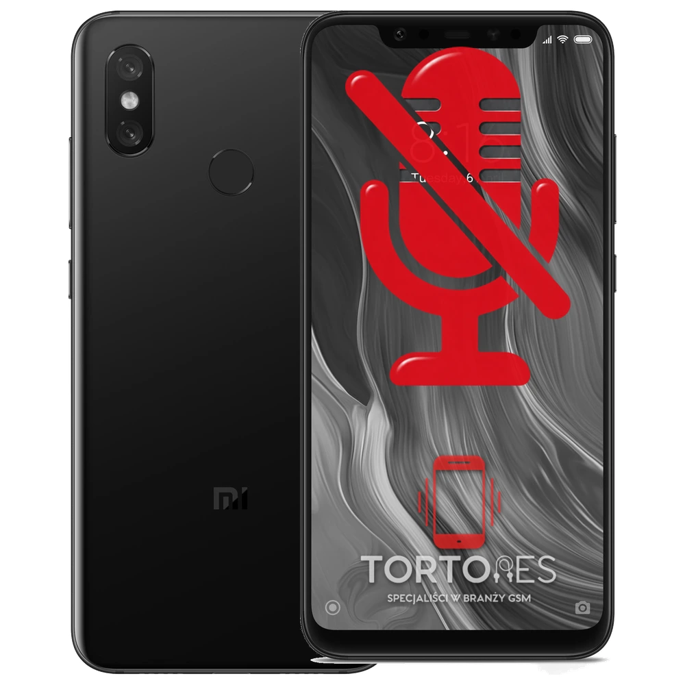 Xiaomi Mi 8 z symbolem mikrofonu - naprawa mikrofonu