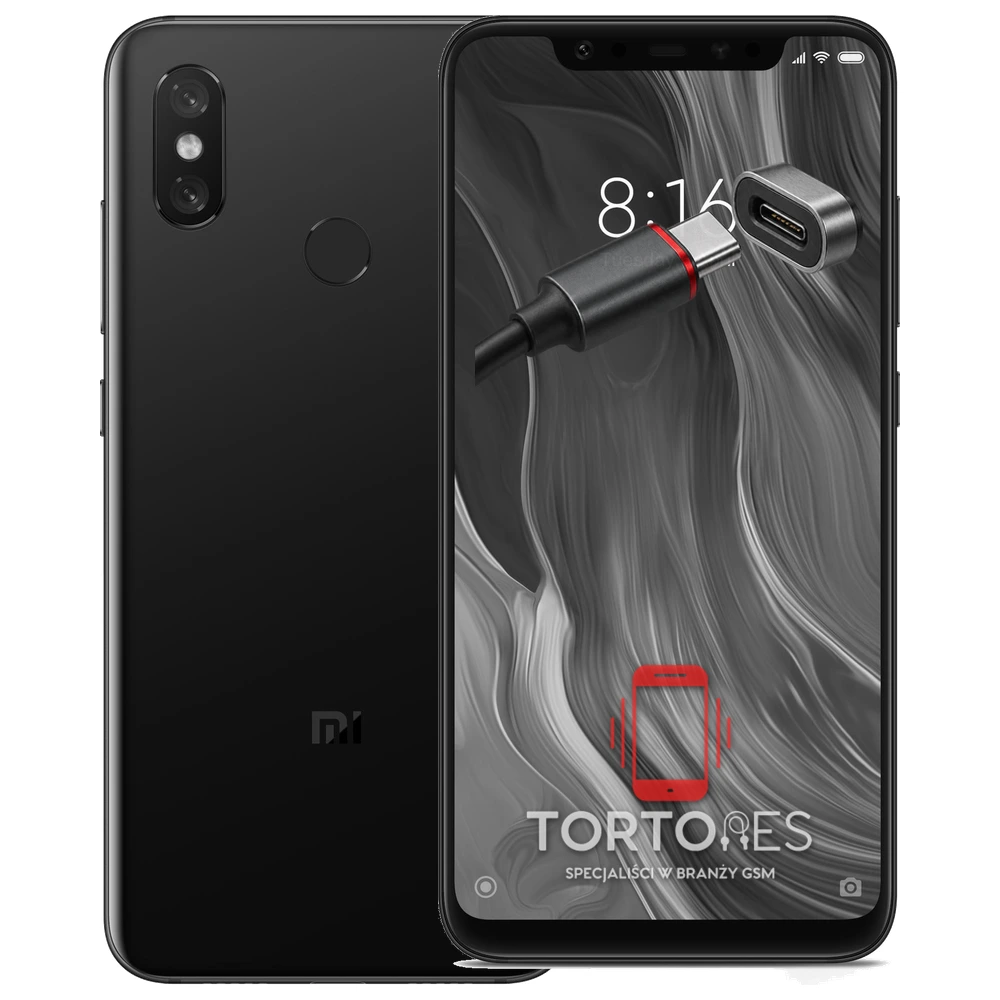 Xiaomi Mi 8 z ilustracją złącza ładowania - naprawa złącza ładowania
