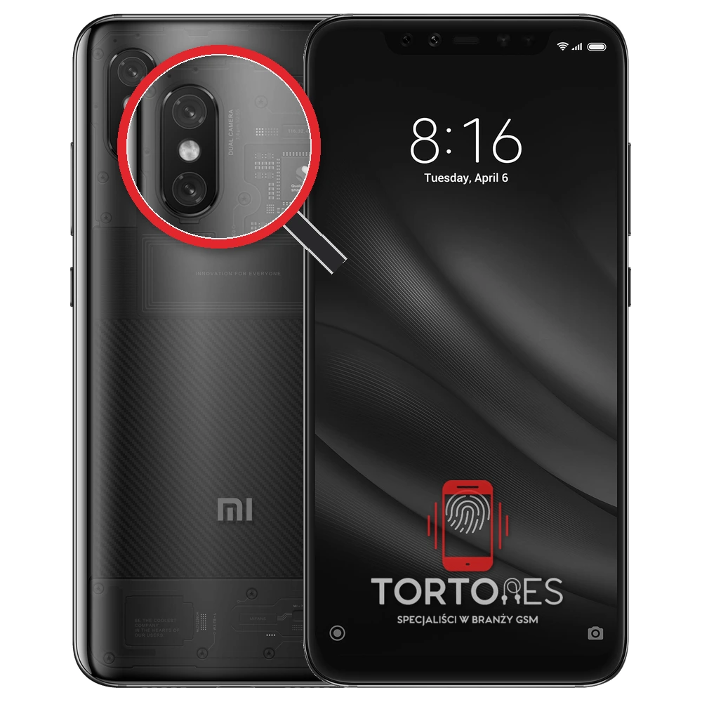 Xiaomi Mi 8 Pro z lupą na tylnych aparatach - wymiana tylnej kamery