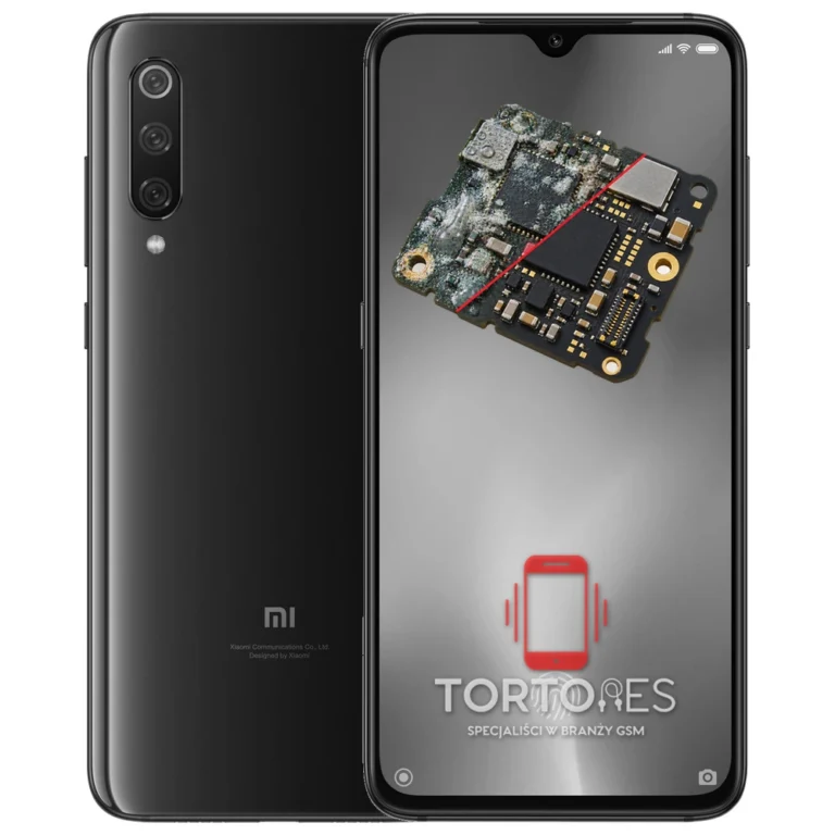 Xiaomi Mi 9 z ilustracją zalania - czyszczenie po zalaniu