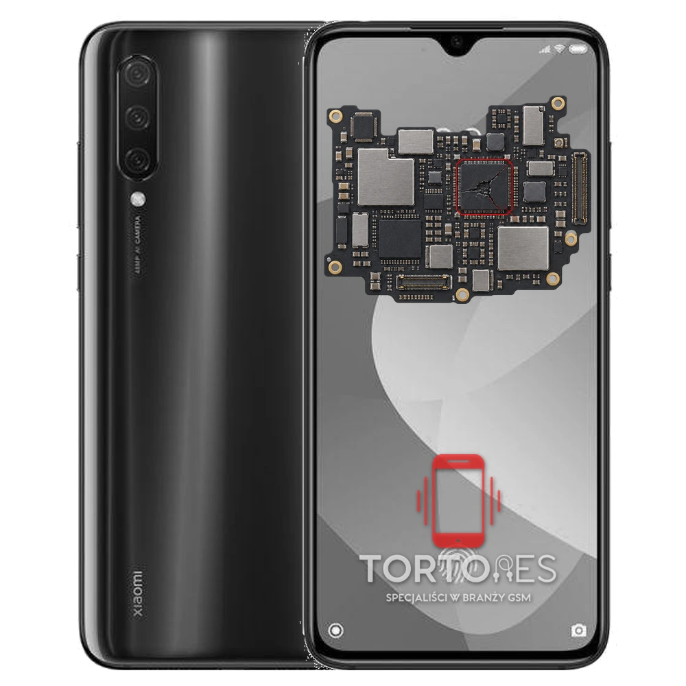 Xiaomi Mi 9 Lite z ilustracją płyty głównej - naprawa płyty głównej