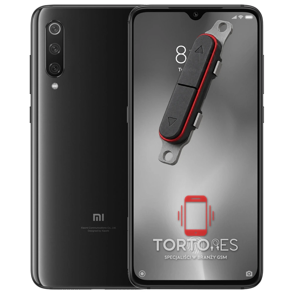 Xiaomi Mi 9 z symbolem przycisków - naprawa przycisków włączania i głośności