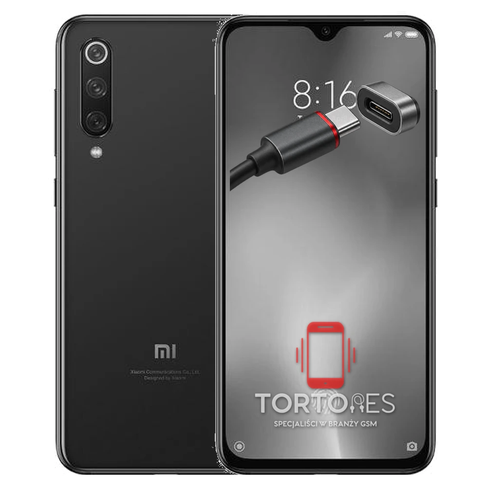 Xiaomi Mi 9 SE z ilustracją złącza ładowania - naprawa złącza ładowania