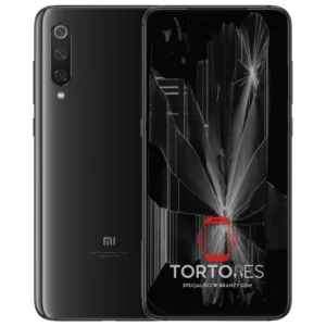 Xiaomi Mi 9 z ilustracją pękniętego wyświetlacza - wymiana zbitego wyświetlacza