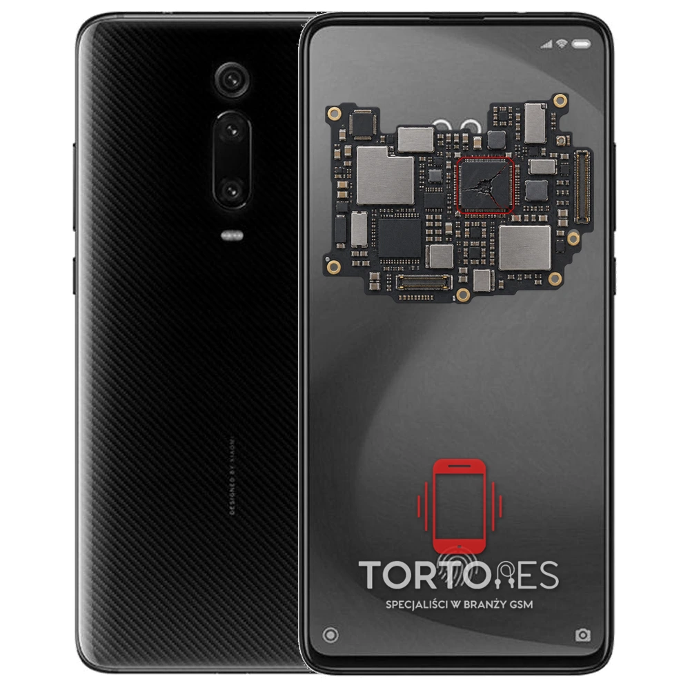 Xiaomi Mi 9T Pro z ilustracją płyty głównej - naprawa płyty głównej
