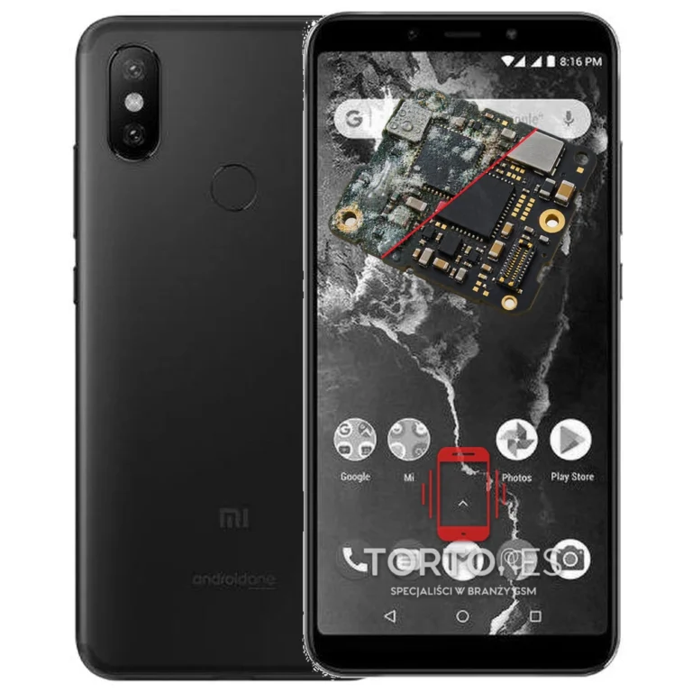 Xiaomi Mi A2 z ilustracją zalania - czyszczenie po zalaniu
