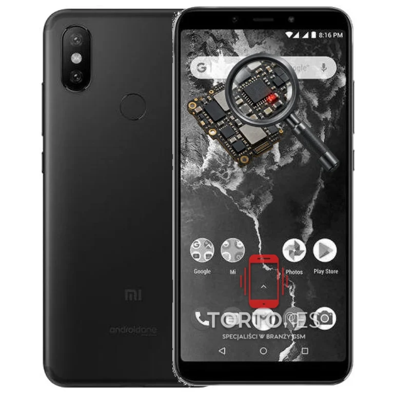 Xiaomi Mi A2 z symbolem diagnostyki - diagnoza telefonu