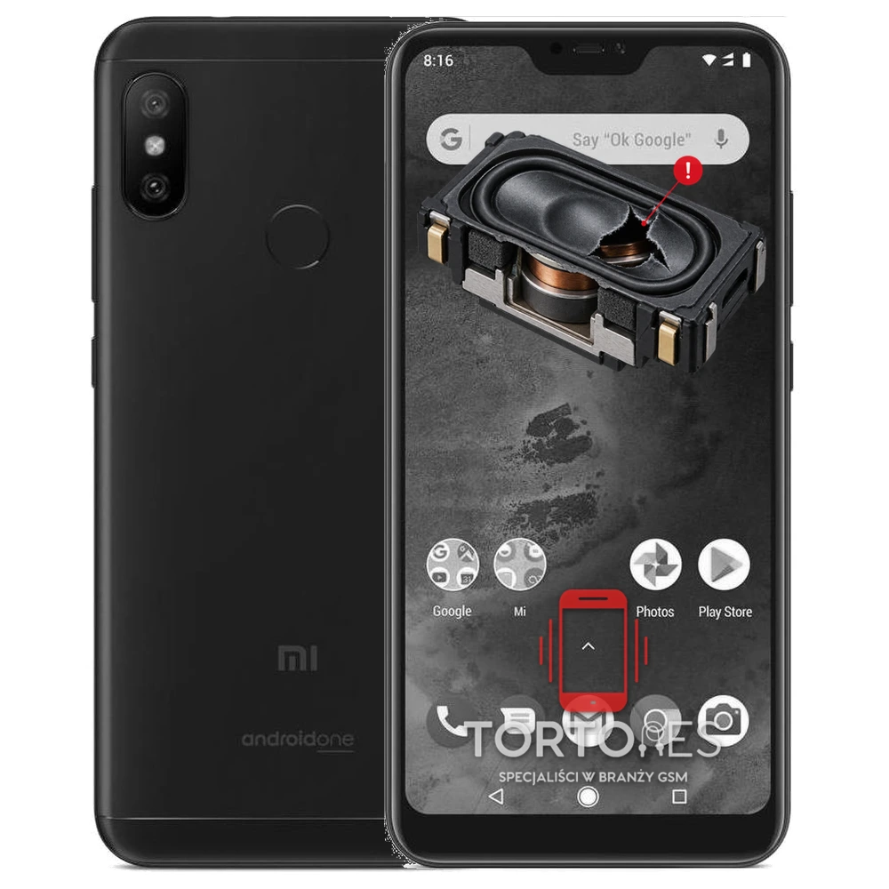 Xiaomi Mi A2 Lite z symbolem głośnika multimedialnego - wymiana głośnika multimedialnego