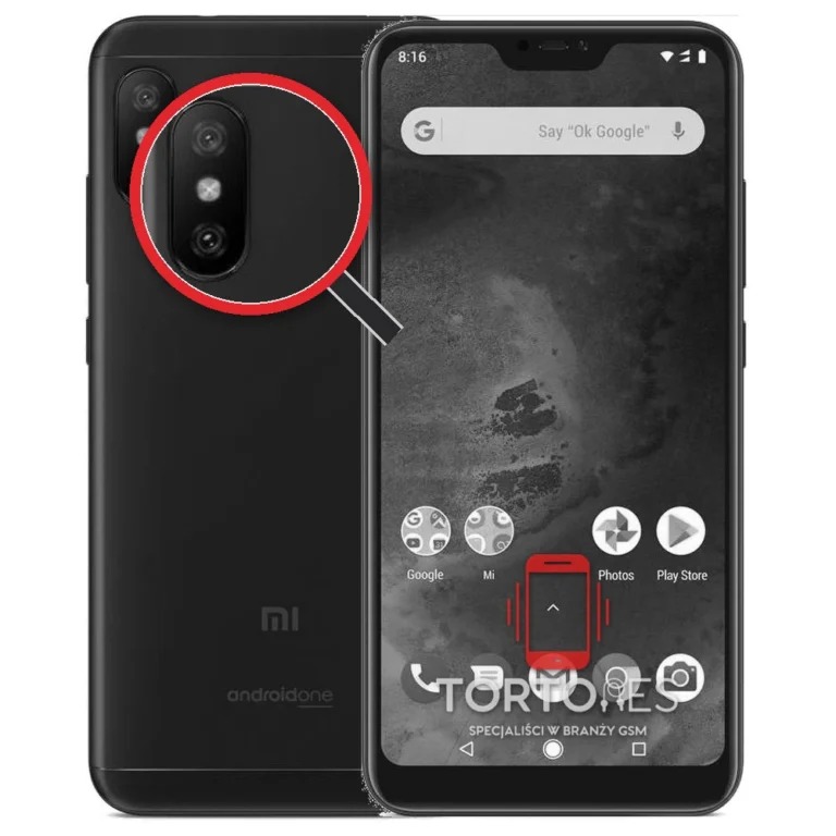Xiaomi Mi A2 Lite z lupą na tylnych aparatach - wymiana tylnej kamery