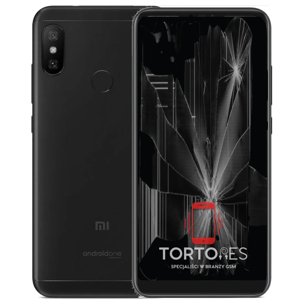 Xiaomi Mi A2 Lite z ilustracją pękniętego wyświetlacza - wymiana zbitego wyświetlacza