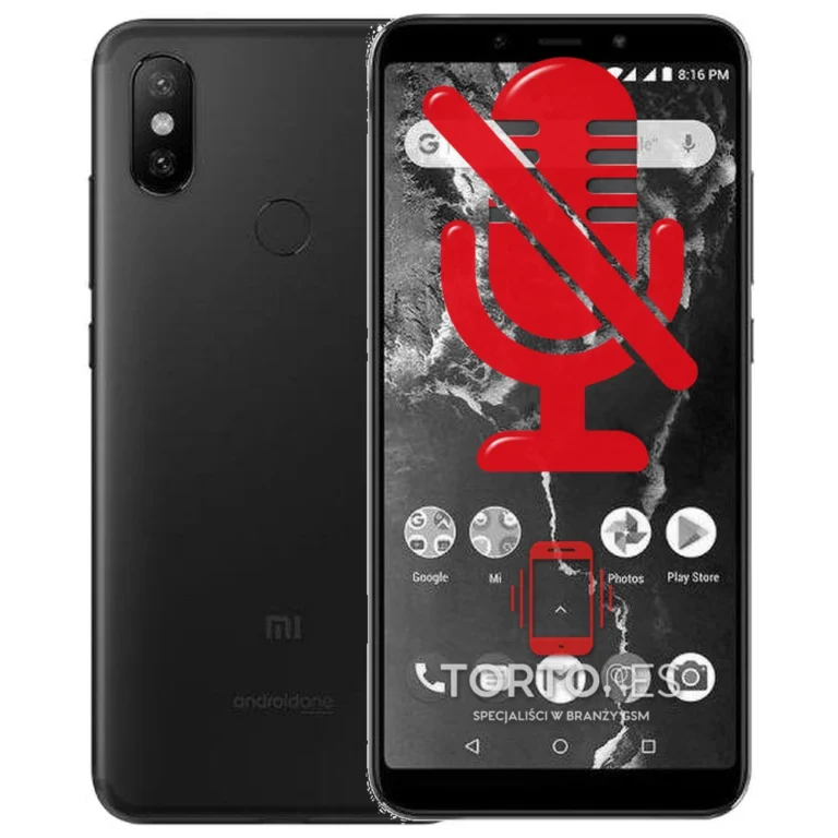 Xiaomi Mi A2 z symbolem mikrofonu - naprawa mikrofonu
