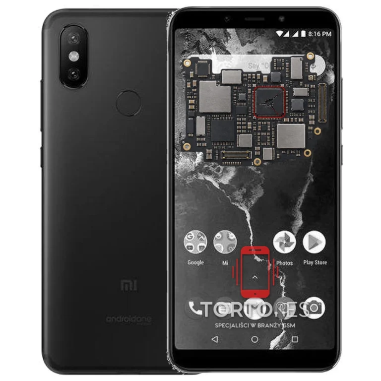 Xiaomi Mi A2 z ilustracją płyty głównej - naprawa płyty głównej