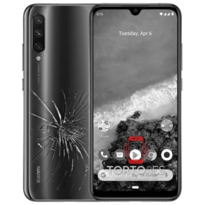 Xiaomi Mi A3 z ilustracją pękniętej tylnej klapki - wymiana zbitej klapki
