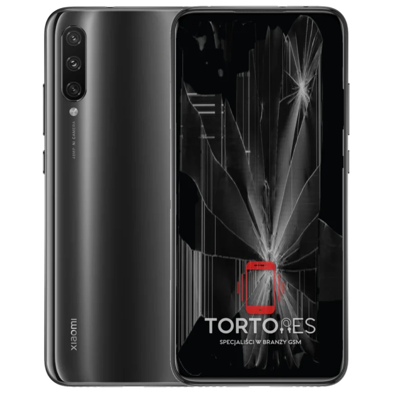Xiaomi Mi A3 z ilustracją pękniętego wyświetlacza - wymiana zbitego wyświetlacza