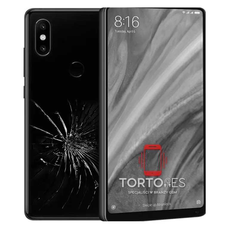Xiaomi Mi MIX 2S z ilustracją pękniętej tylnej klapki - wymiana zbitej klapki