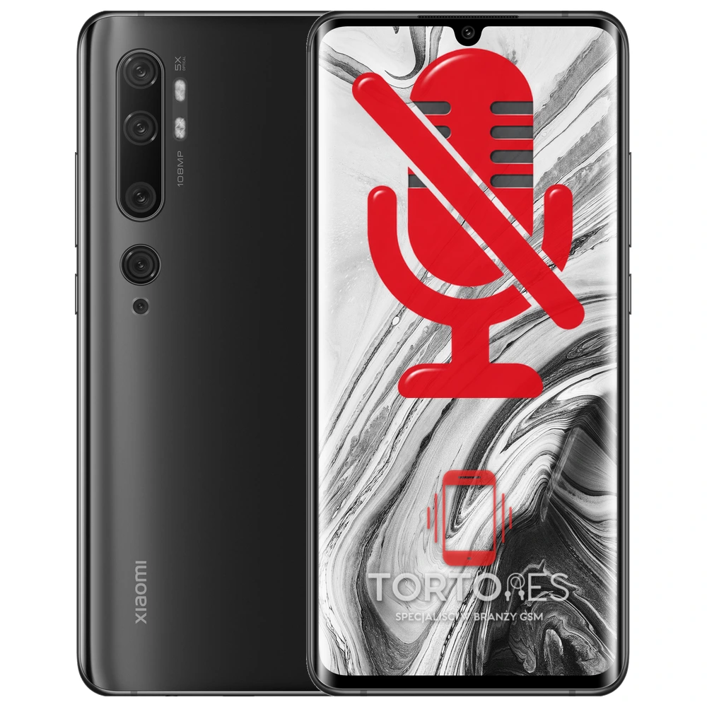 Xiaomi Mi Note 10 z symbolem mikrofonu - naprawa mikrofonu