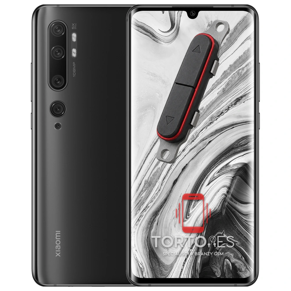 Xiaomi Mi Note 10 z symbolem przycisków - naprawa przycisków włączania i głośności