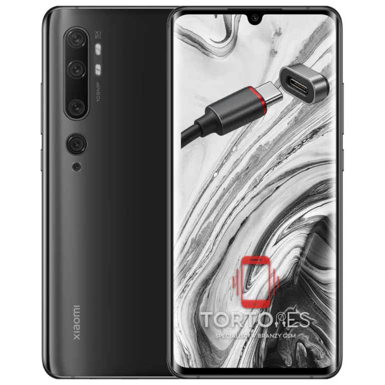 Xiaomi Mi Note 10 Pro z ilustracją złącza ładowania - naprawa złącza ładowania