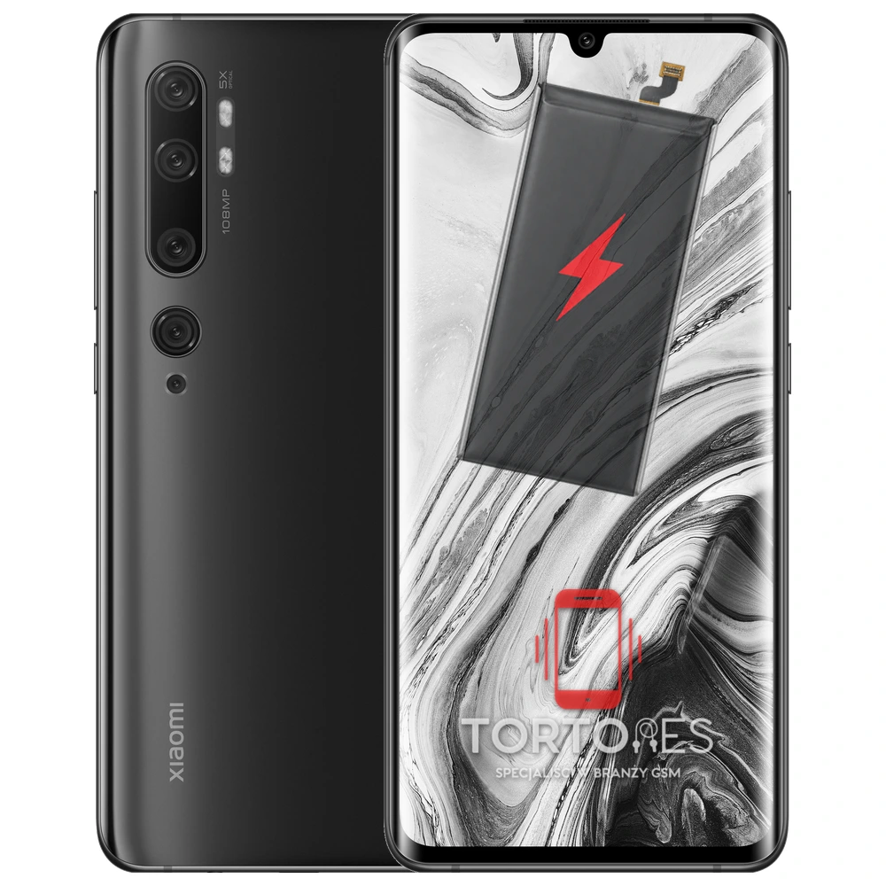Xiaomi Mi Note 10 z ilustracją baterii - wymiana baterii