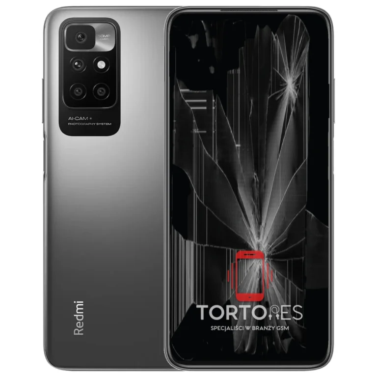 Redmi 10 2022 z ilustracją pękniętego wyświetlacza - wymiana zbitego wyświetlacza