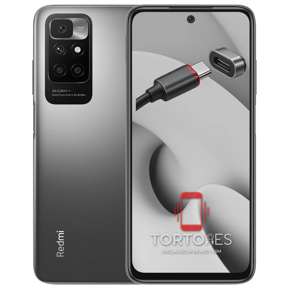 Redmi 10 z ilustracją złącza ładowania - naprawa złącza ładowania