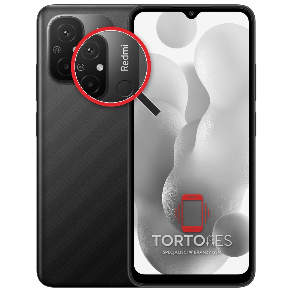 Redmi 12C z lupą na tylnych aparatach - wymiana tylnej kamery