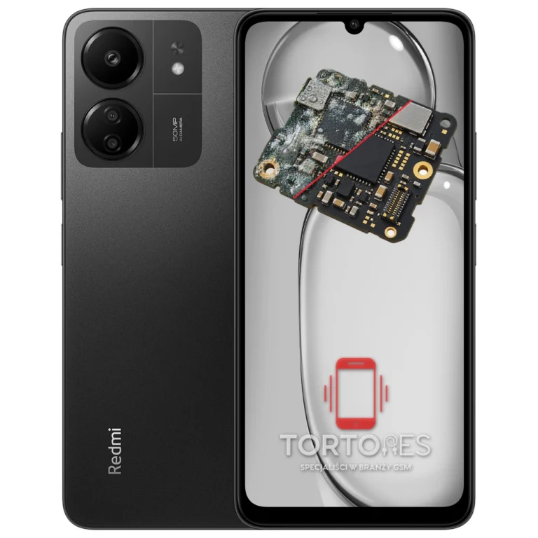 Redmi 13C z ilustracją zalania - czyszczenie po zalaniu
