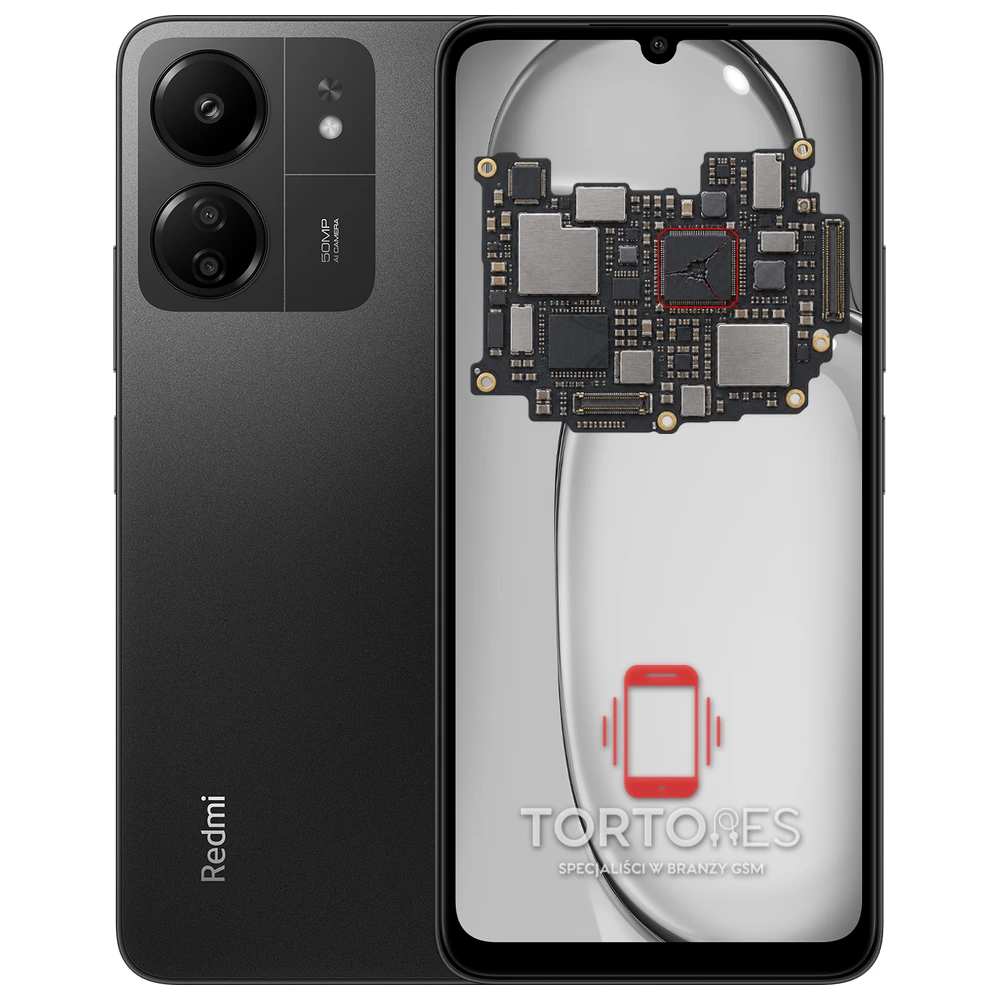 Redmi 13C z ilustracją płyty głównej - naprawa płyty głównej