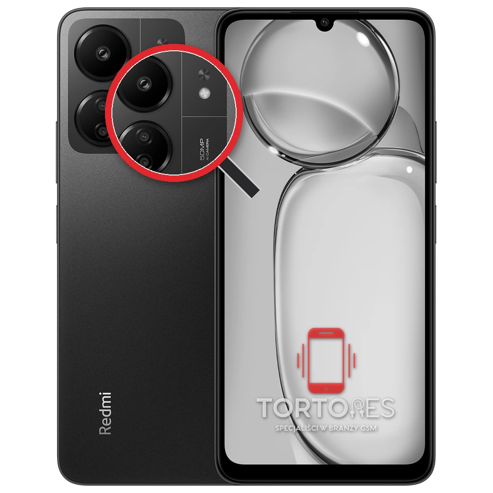 Redmi 13C z lupą na tylnych aparatach - wymiana tylnej kamery