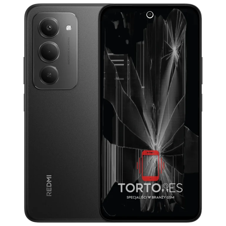 Redmi 15 z ilustracją pękniętego wyświetlacza - wymiana zbitego wyświetlacza