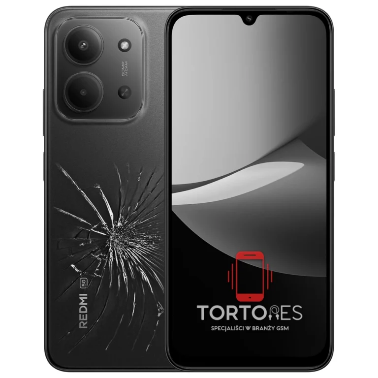 Redmi 15C 5G z ilustracją pękniętej tylnej klapki - wymiana zbitej klapki
