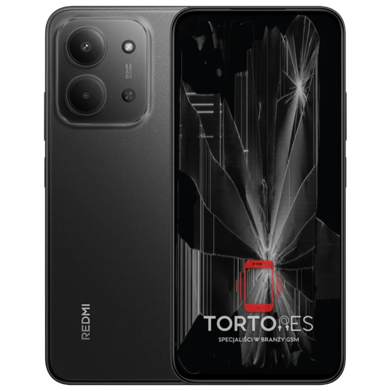 Redmi 15C z ilustracją pękniętego wyświetlacza - wymiana zbitego wyświetlacza