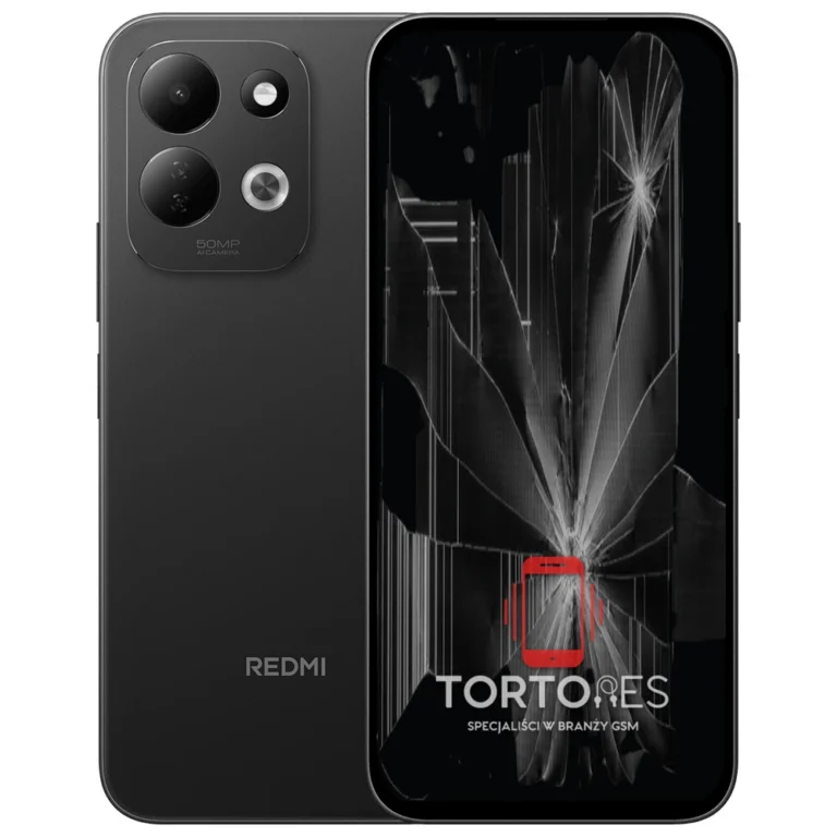 Redmi 17 z ilustracją pękniętego wyświetlacza - wymiana zbitego wyświetlacza