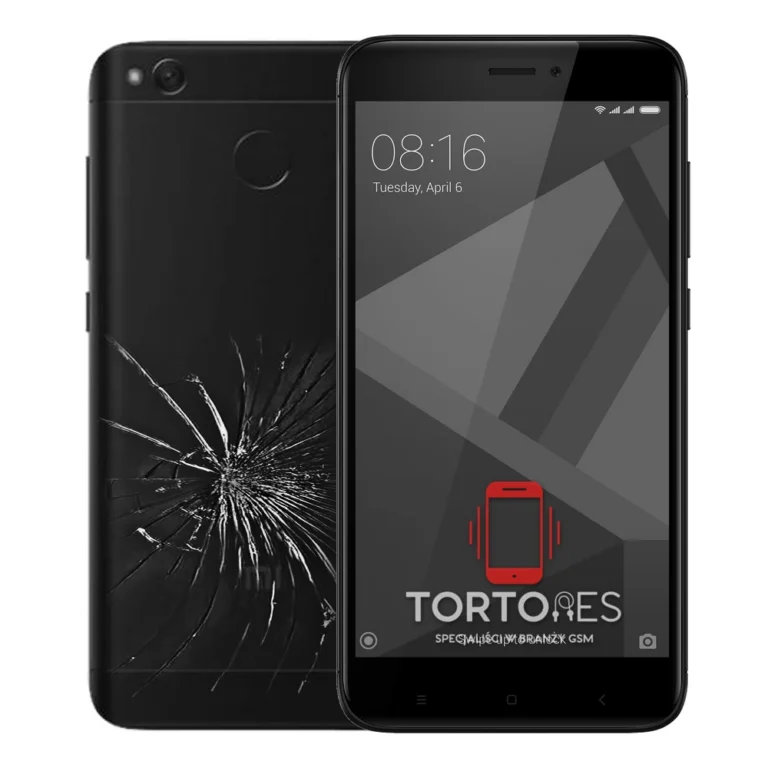Redmi 4X z ilustracją pękniętej tylnej klapki - wymiana zbitej klapki