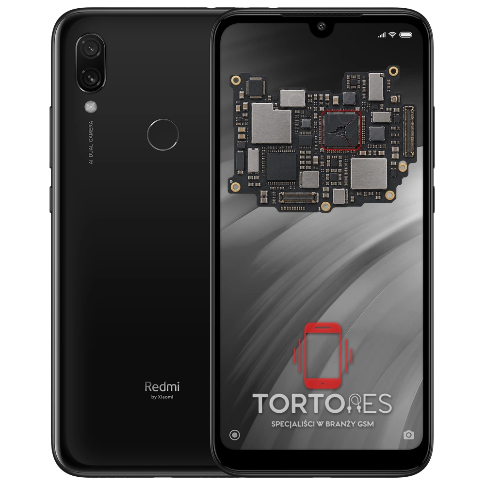 Redmi 7 z ilustracją płyty głównej - naprawa płyty głównej