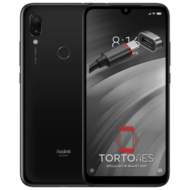 Redmi 7 z ilustracją złącza ładowania - naprawa złącza ładowania