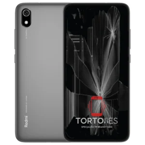 Redmi 7A z ilustracją pękniętego wyświetlacza - wymiana zbitego wyświetlacza