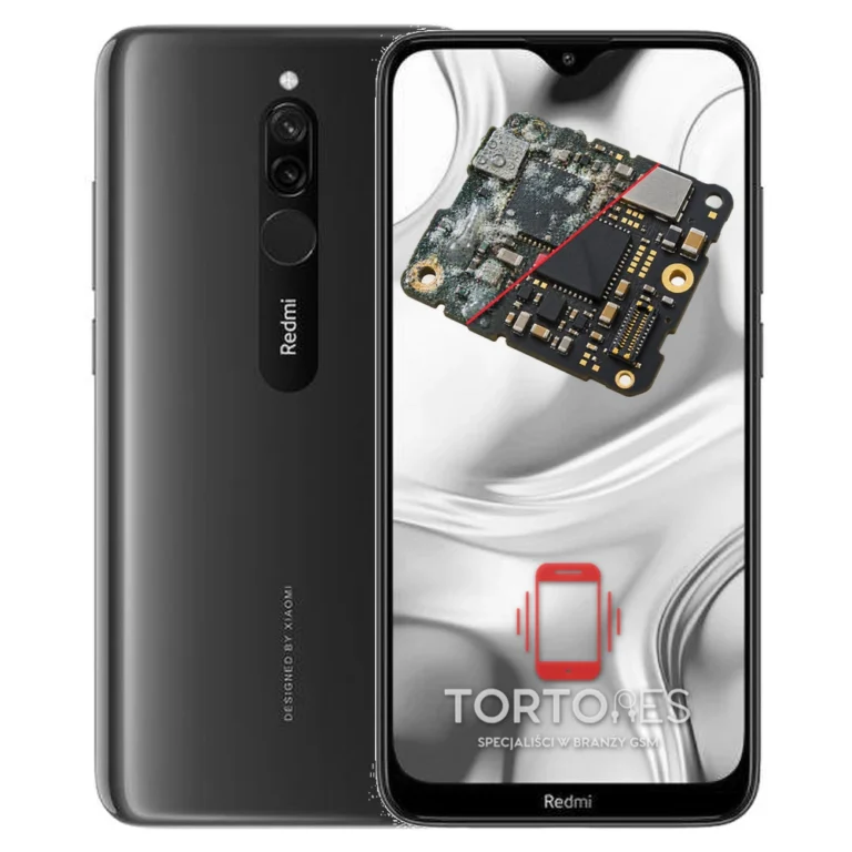 Redmi 8 z ilustracją zalania - czyszczenie po zalaniu