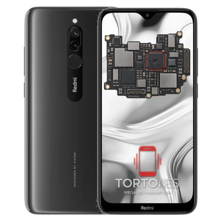 Redmi 8 z ilustracją płyty głównej - naprawa płyty głównej