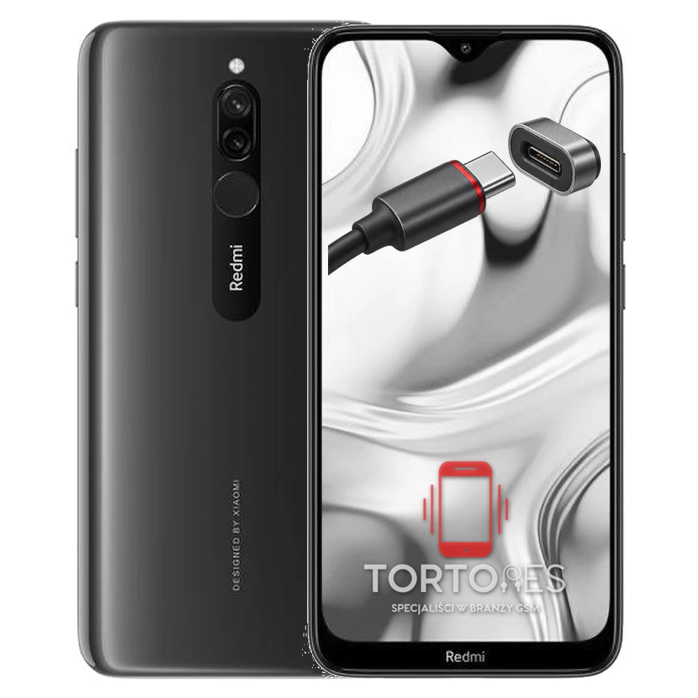 Redmi 8 z ilustracją złącza ładowania - naprawa złącza ładowania
