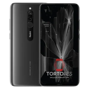 Redmi 8 z ilustracją pękniętego wyświetlacza - wymiana zbitego wyświetlacza