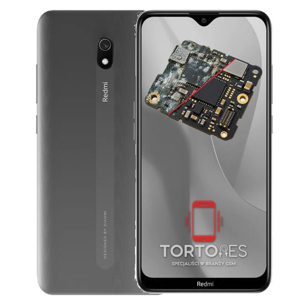 Redmi 8A z ilustracją zalania - czyszczenie po zalaniu