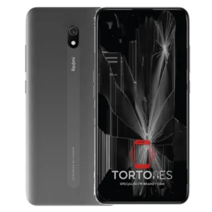 Redmi 8A z ilustracją pękniętego wyświetlacza - wymiana zbitego wyświetlacza