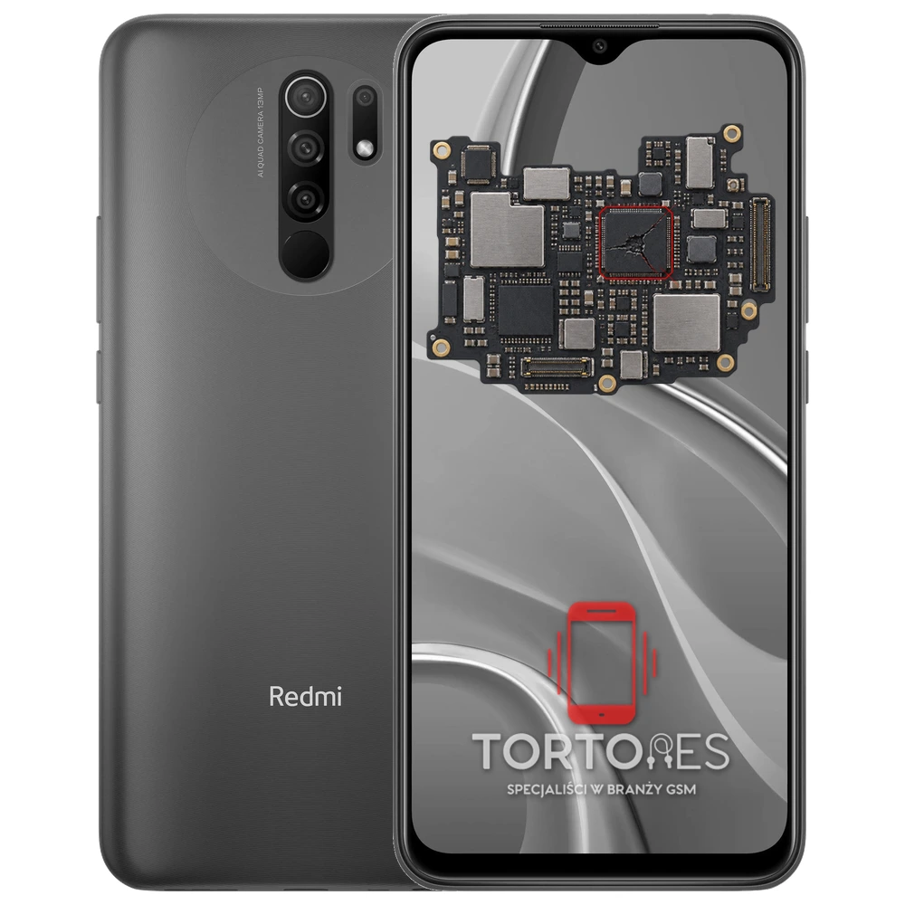 Redmi 9 z ilustracją płyty głównej - naprawa płyty głównej