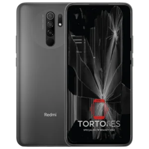 Redmi 9 z ilustracją pękniętego wyświetlacza - wymiana zbitego wyświetlacza