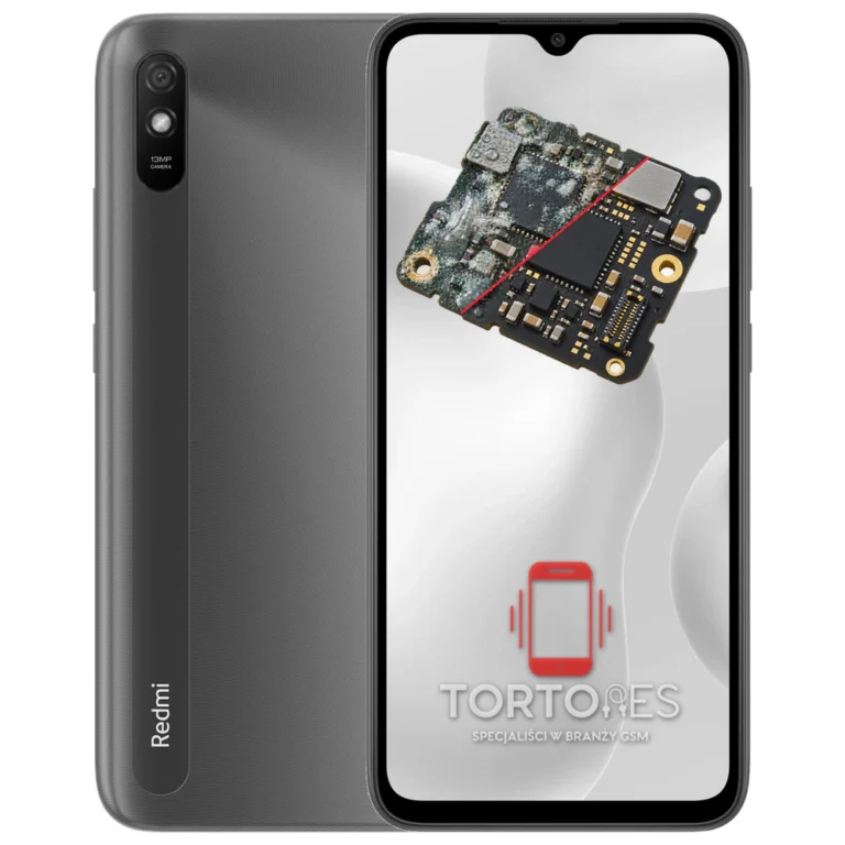 Redmi 9A z ilustracją zalania - czyszczenie po zalaniu