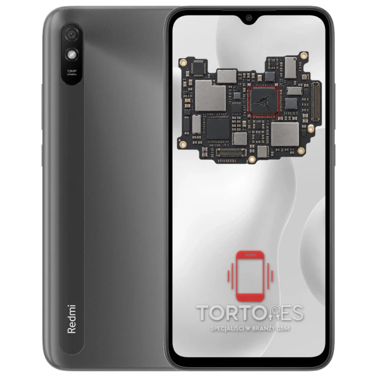 Redmi 9A z ilustracją płyty głównej - naprawa płyty głównej